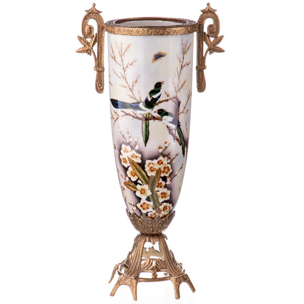 Vase~ Porzellan mit Bronze im Jugendstil ~ 33x18x10cm