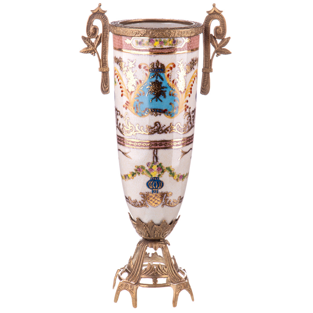 Prunkschale Porzellan Bronze Prunkvase Antik Barock Pokal Schale Vase Luxus Edel 