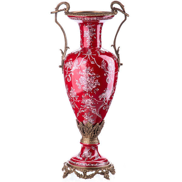 Vase ~ Porzellan mit Bronze im Jugendstil ~ 47x21x15cm